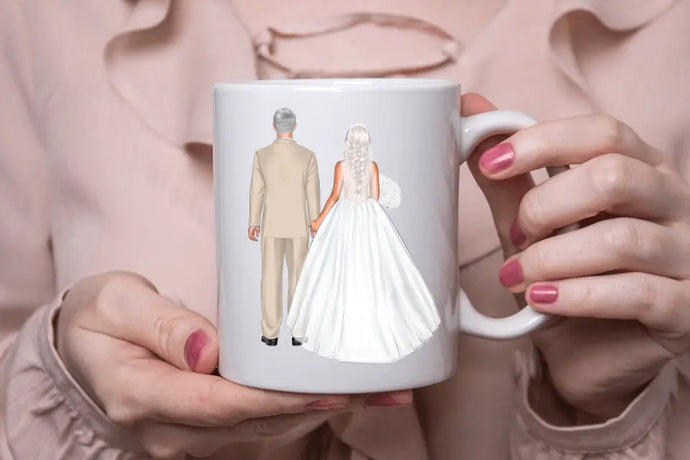 Personalisierte Tasse_Hochzeit_Brautpaar mit Schleier_Wish-Print